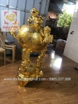 Đỉnh đồng thất lân mạ vàng chạm họa tiết tinh xảo