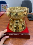 Trống đồng lưu niệm cỡ nhỏ thếp vàng sắc nét