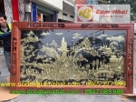 Tranh Vinh Quy Bái Tổ bằng đồng mạ vàng khung tứ quý