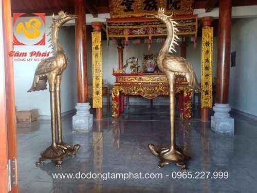 Đôi hạc thờ đồng đỏ 1m73 bàn giao cho khách Nghệ An