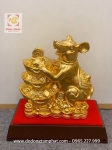 Quà tặng phong thủy tượng chuột mạ vàng đế gỗ cao cấp
