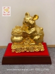 Tượng chuột tài lộc thịnh vượng ôm chậu tụ bảo mạ vàng