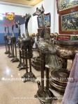 Hạc đồng cỡ lớn bằng đồng vàng hun giả cổ