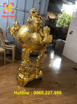 Đỉnh thất lân vờn cầu bằng đồng cao 90cm mạ vàng 24k