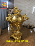 Đỉnh thất lân vờn cầu bằng đồng cao 90cm mạ vàng 24k