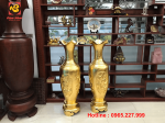 Đôi lục bình bằng đồng đỏ hoa văn tứ quý dát vàng 9999 cao 1m35