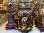 Lư hương đồng đỏ hoa văn tứ quý cao 1m55