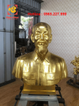 Tượng Bác Hồ bán thân bằng đồng cao 80cm dát vàng 9999