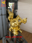 Tượng rồng phong thủy ôm địa cầu cao 42cm dát vàng 9999