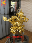 Tượng rồng phong thủy ôm địa cầu cao 42cm dát vàng 9999