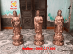 Bộ tượng Tây Phương Tam Thánh bằng đồng đỏ cao 90cm dát vàng 9999