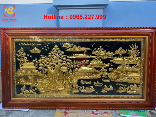 Tranh đồng Cội Nguồn Quê Hương kích thước 2m3x1m2 mạ vàng 24k
