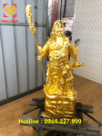 Tượng Quan Công cao 90cm bằng đồng đỏ mạ vàng 24k