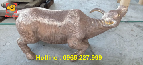 Tượng trâu đồng phong thuỷ kích thước 45x23cm mạ vàng 24k