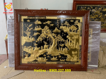 Tranh Vinh Quy Bái Tổ bằng đồng mạ vàng 24k kích thước 1m8x1m8