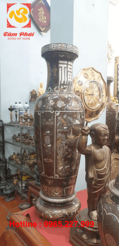 Đôi Lọ Lộc Bình cao 1m37 khảm ngũ sắc tuyệt đẹp.!!