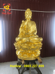 Đúc tượng Phật Thích Ca cao 1m2 bằng đồng đỏ dát vàng 9999 phù hợp mọi không gian chùa.!