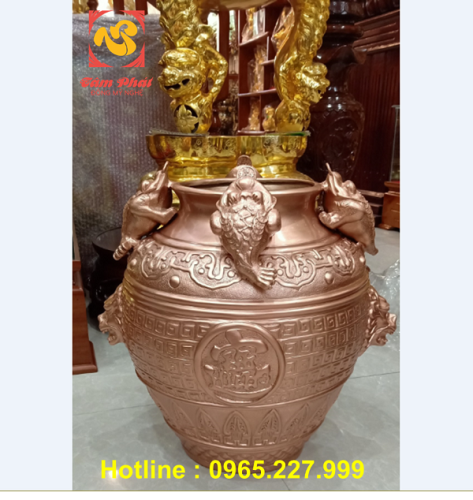 Hũ cóc tài lộc bằng đồng đỏ cao 41,5cm độc đáo, tinh xảo