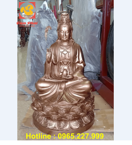 Tượng Phật Quan Thế Âm Bồ Tát bằng đồng đỏ cao 90cm