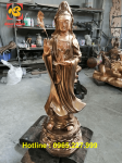 Tượng Phật Bà Quan Âm bằng đồng thiết kế đứng cao 1m27