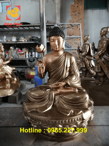 Tượng Phật Thích Ca ngồi đài sen bằng đồng cao 80cm