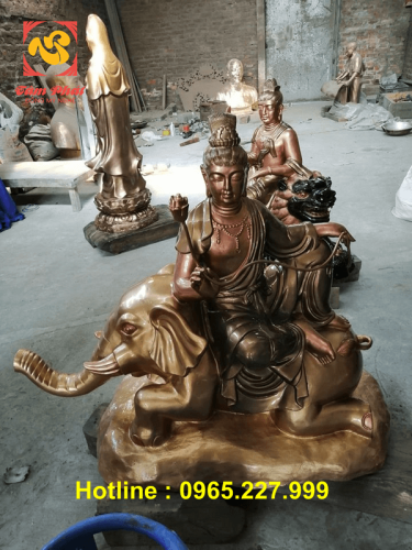 Tượng Văn Thù Phổ Hiền Bồ Tát đẹp tôn nghiêm bằng đồng cao 80cm