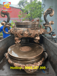 Lư hương bằng đồng đỏ cạo màu cao 1m6 trọng lượng 400kg