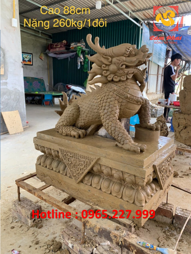 Cặp tượng Kỳ Lân bằng đồng đặt cổng cao 88cm nặng 260kg