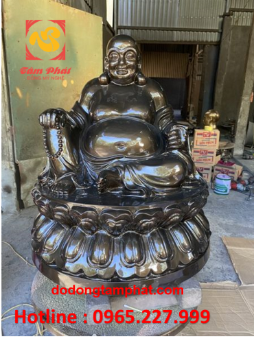 Tượng Phật Di Lặc bằng đồng cao 60cm nặng 70kg hun giả cổ