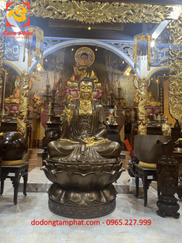 Bàn giao tượng đồng Phật Thích Ca cao 3m nặng 3 tấn dát điểm vàng tại chùa Thiên Ấn, Quảng Ngãi