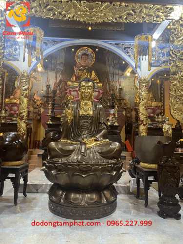 Bàn giao tượng đồng Phật Thích Ca cao 3m nặng 3 tấn dát điểm vàng tại chùa Thiên Ấn, Quảng Ngãi