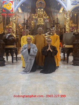 Bàn giao tượng đồng Phật Thích Ca cao 3m nặng 3 tấn dát điểm vàng tại chùa Thiên Ấn, Quảng Ngãi